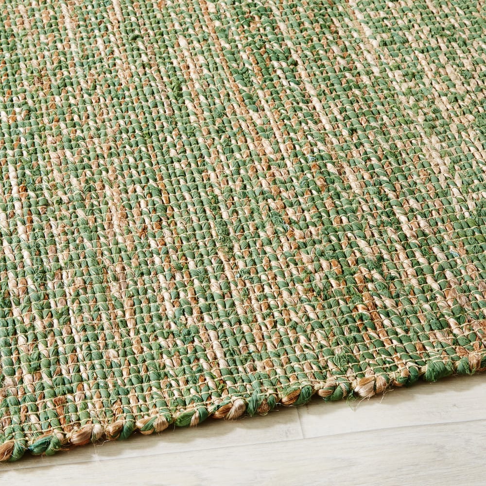 Green Woven Jute And Cotton Rug 140x200 Maisons Du Monde