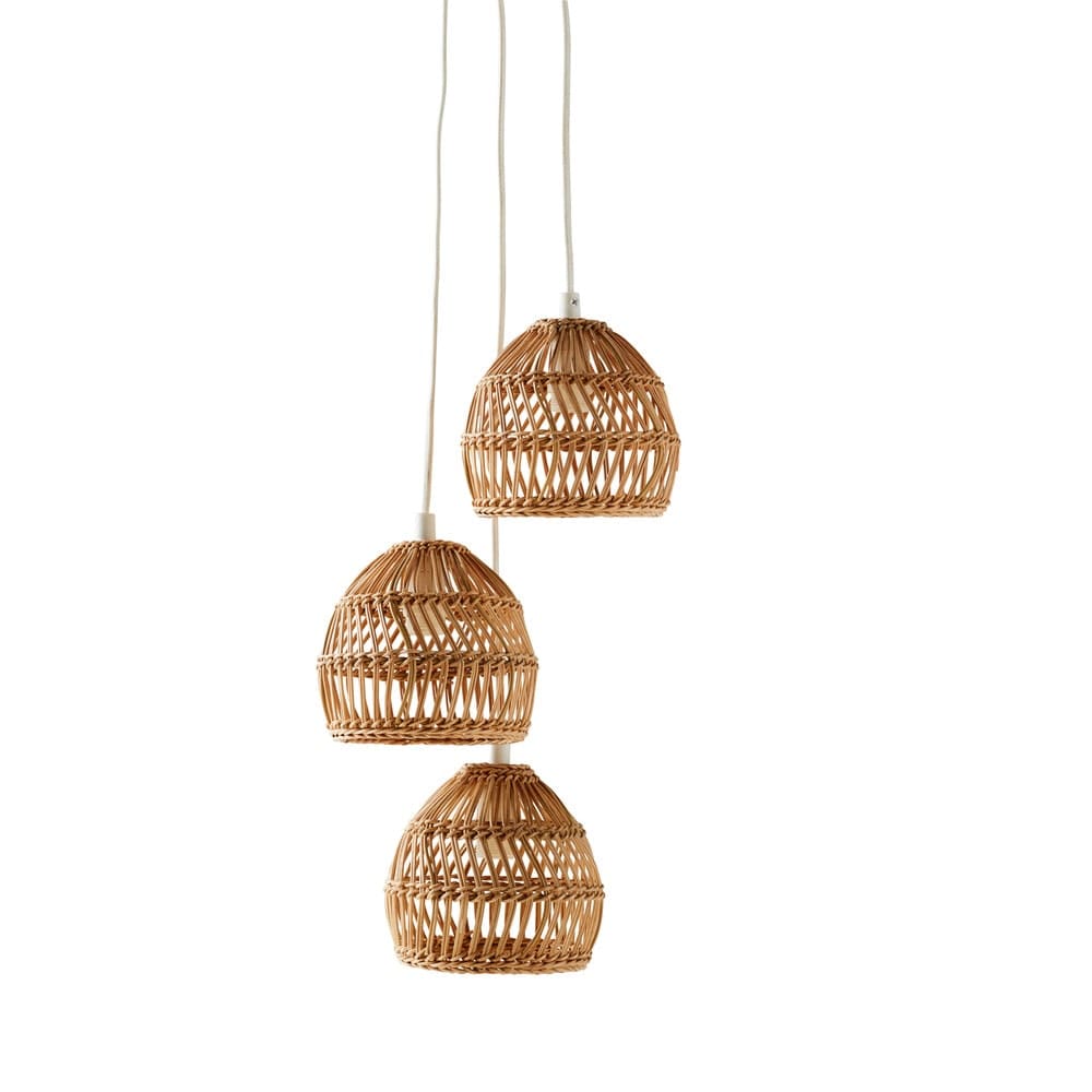 Suspension 3 abat jours en fibre naturelle tressée Wild Maisons du Monde