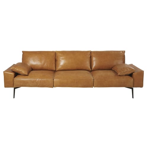 Sitzer Sofa Mit Lederbezug Camelfarben Dyonisos Maisons Du Monde