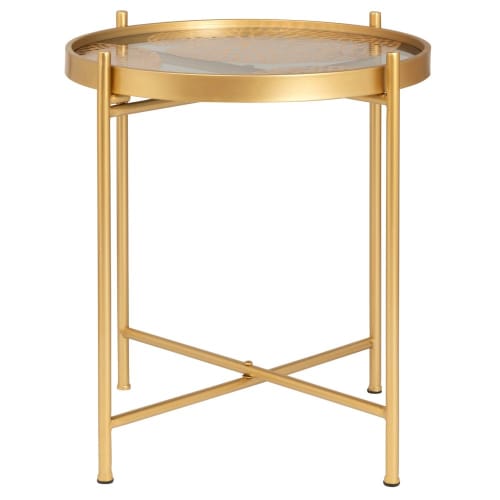 Mesa Auxiliar De Cristal Y Metal Dorado Maidong Maisons Du Monde