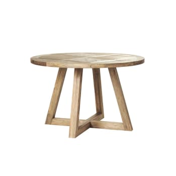 Table Repas Ronde Extensible Bois Et Acier Blanc Matika Maisons Du Monde