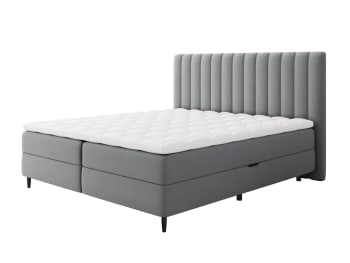 Lit boxspring en Velours côtelé 140x200 cm beige Rafaela Maisons du Monde