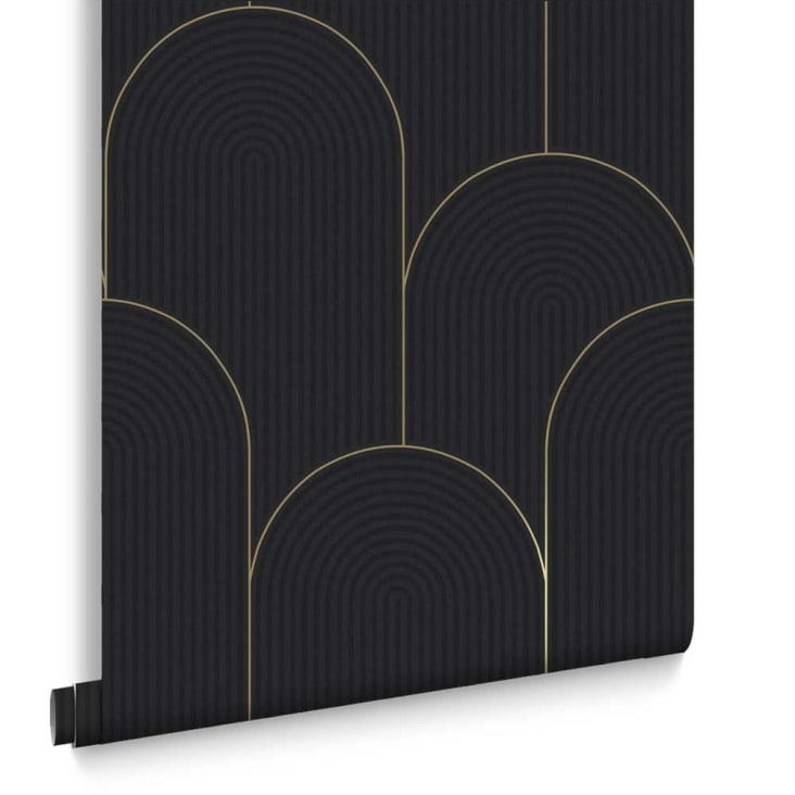 Papier Peint Lancet Noir Or 1005x52cm Maisons Du Monde