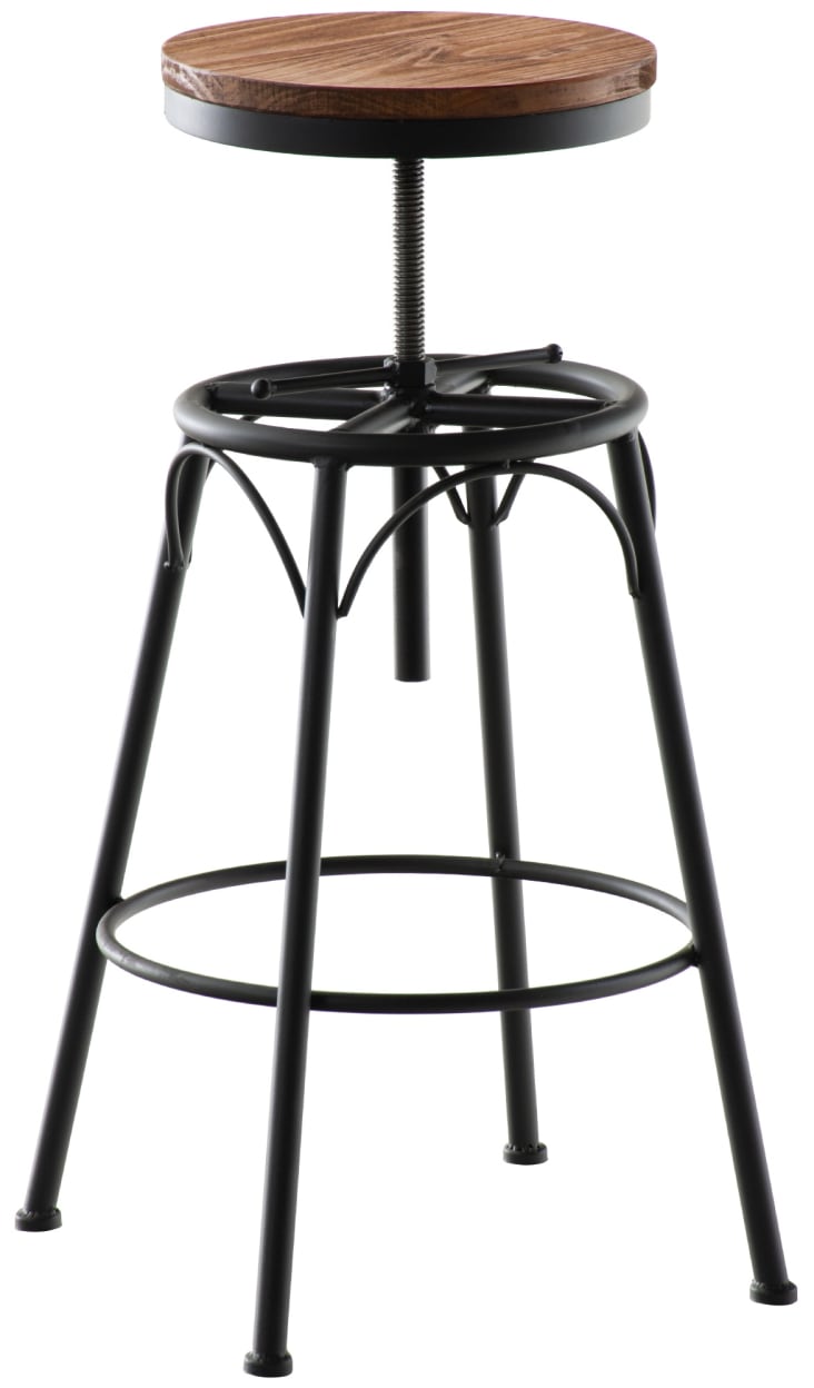 Tabouret De Bar Industriel R Glable En M Tal Noir Beam Maisons Du Monde