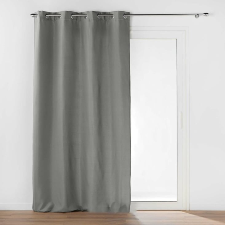 Rideau Occultant Polyester Gris 135 X 260 Maisons Du Monde