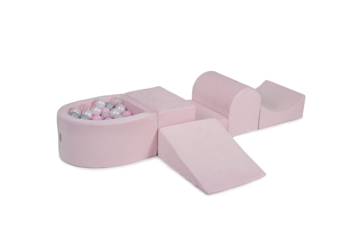 Set De Mousse Rose Clair Balles Rose Pastel Transparent Perle Gris