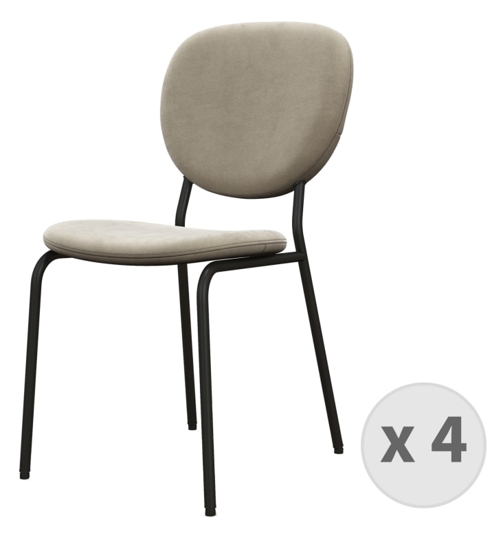 Chaise En Velours Taupe Et M Tal Noir X Anais Maisons Du Monde