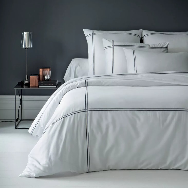 Housse De Couette Satin De Coton Fils Cm Blanc X Palais Chic