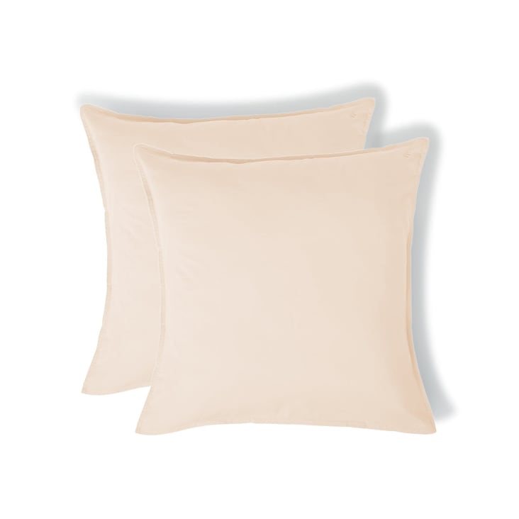 Taie d oreiller brodée x2 coton lavé nude 65x65 Luna Maisons du Monde