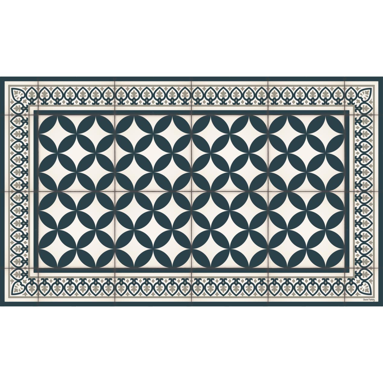 Ciment Factory Tapis vinyle carreaux de ciment Césarine bleu vintage