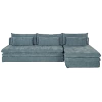 Maisons du Monde — CLIO — canapé d’angle convertible 3/4 places bleu canard — photo produit