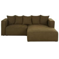 Maisons du Monde — Barnaby — canapé d’angle droit convertible 3/4 places vert kaki — photo produit