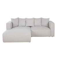Maisons du Monde — Barnaby — canapé d’angle gauche convertible 3/4 places gris clair chiné — photo produit