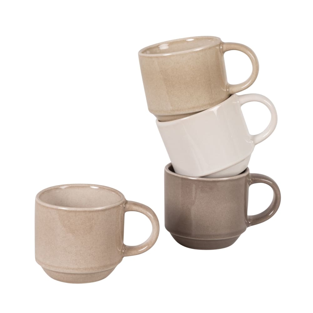 4er Set Tassen, beige/weiß/braun Moka