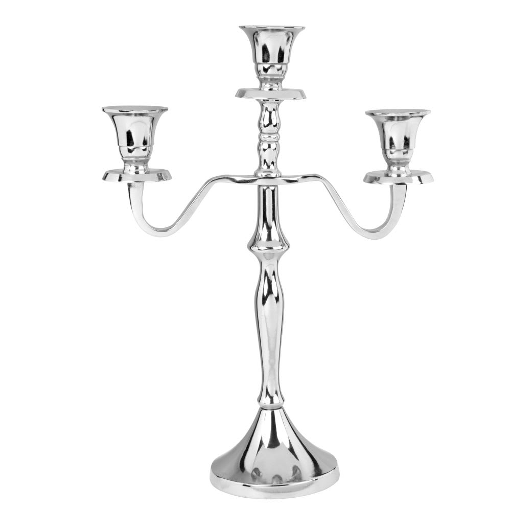 Bougeoir 3 Branches Style Européen - Métal Doré Ou Argenté, Hauteur 25cm, Pour Décoration Ou Mariage