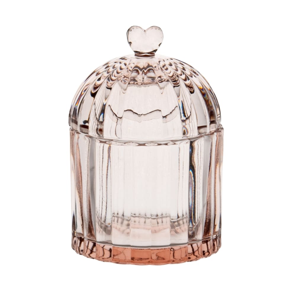 Glasbehälter mit Deckel, rosa H12cm Cœur
