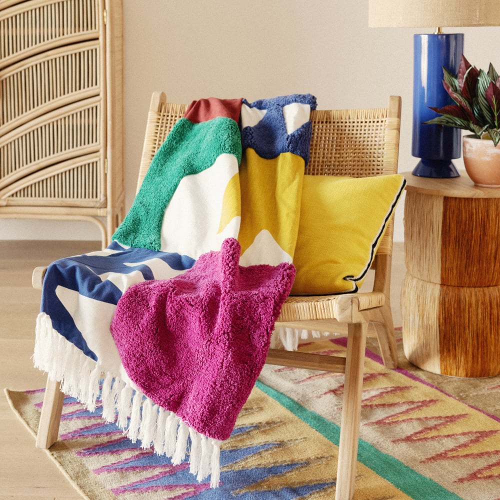 Kuscheldecke aus Baumwolle mit mehrfarbigem Muster 130x170cm Diego