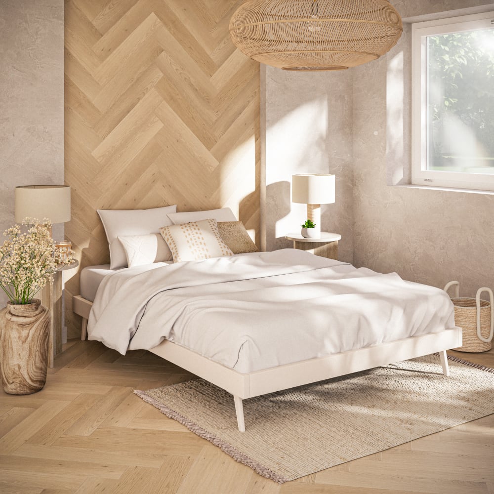 Lit Gris Ardoise VECELO Cadre De Lit 140x190 Cm Sommier Plateforme Tête De Lit Bois Rustique - Gris Ardoise