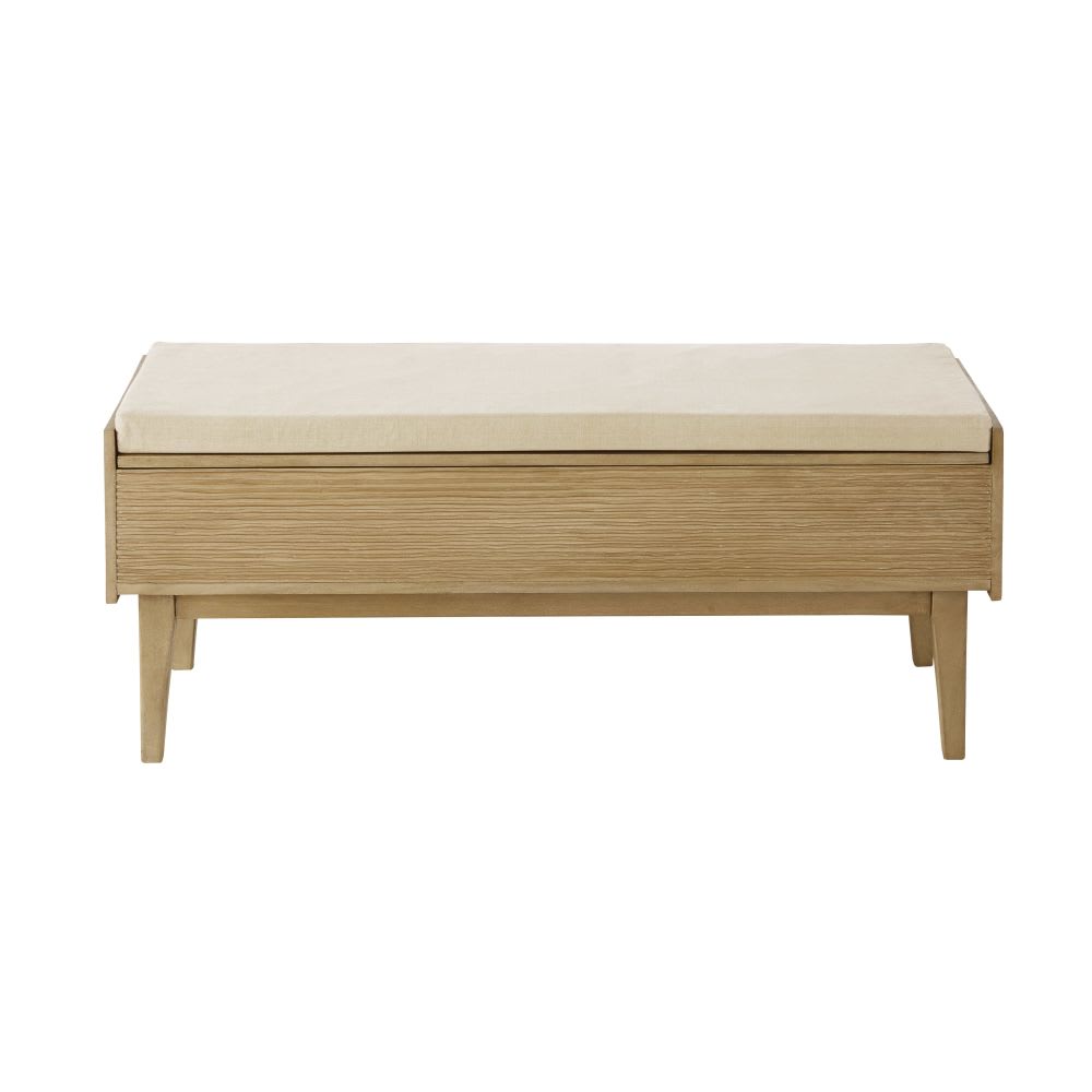 LVB Panca Da Ingresso Con Contenitore – Legno E Metallo, Finitura Noce – 119,7 X 35,5 X 45,7 Cm