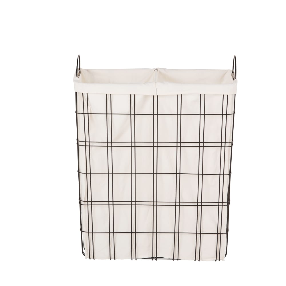 DON HIERRO - Panier à Linge AUDREY, 100L, 3 Compartiments, Métal Blanc, Design Moderne