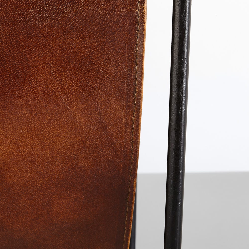 C L'AFFAIRE Porte-Revues Design Arrondi – Métal Doré & Simili Cuir Noir – Élégant Salon