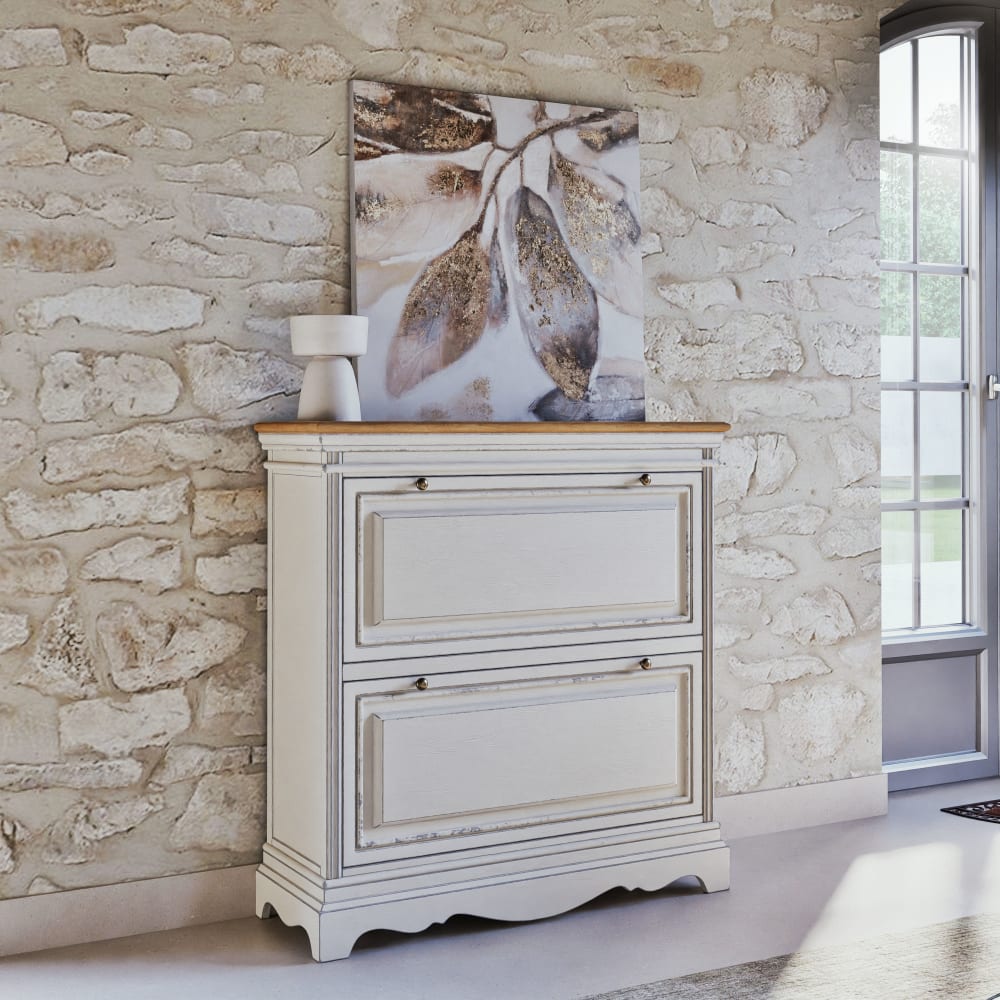 Schuhschrank in Creme-Beige, 93 cm breit Leontine