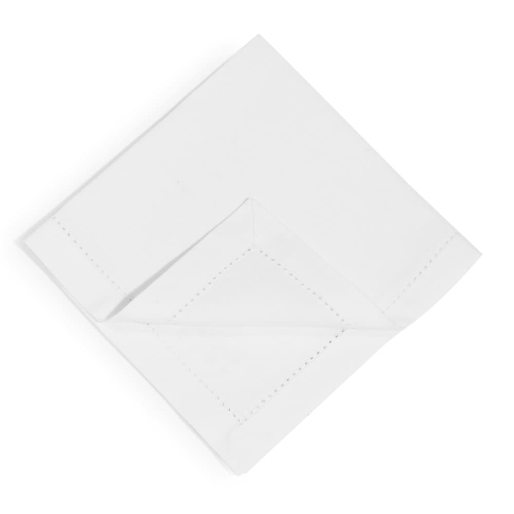 Lot 12 Serviettes Cocktail Coton Lin Blanc 15×15 Cm – Ajourées & Ourlet Échelle | Élégance Classique Table