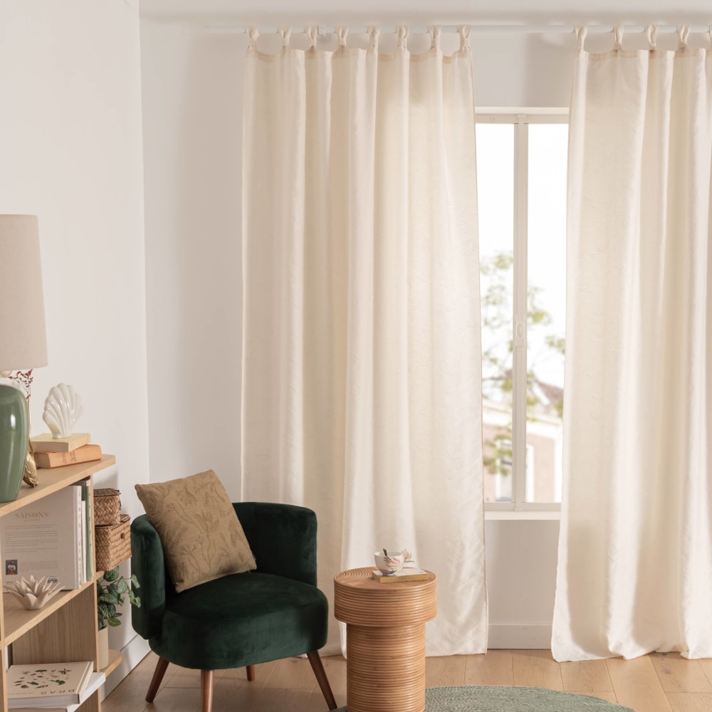 Douceur d'Intérieur, Paire de Voilages à Passants (2 x 60 x 90 cm) Levita Taupe, Voile Tissé