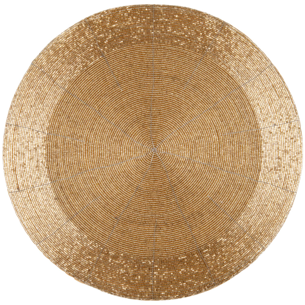 Tischset rund mit Glasperlen, gold, D35cm