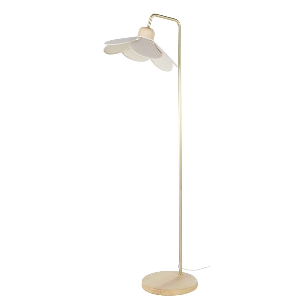 Vergulde en beige staande lamp, bloemblaadjes, H143