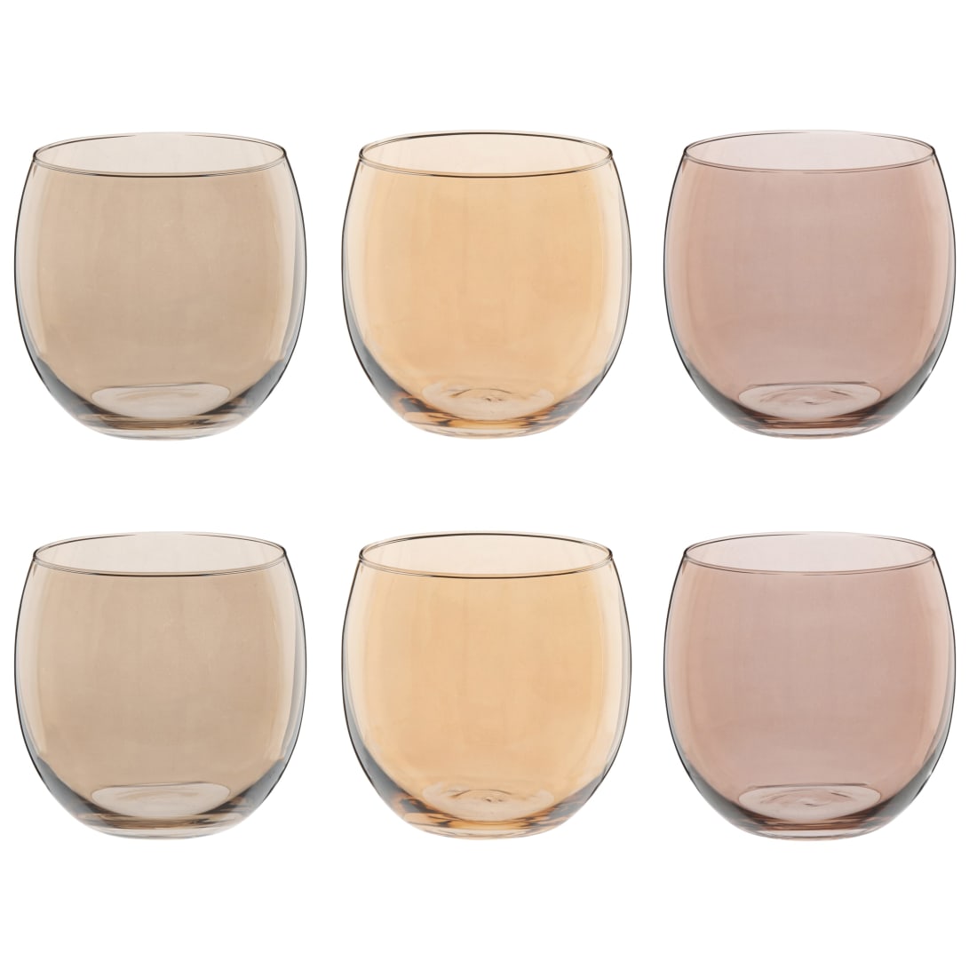 6er Set Wassergläser aus buntem Glas