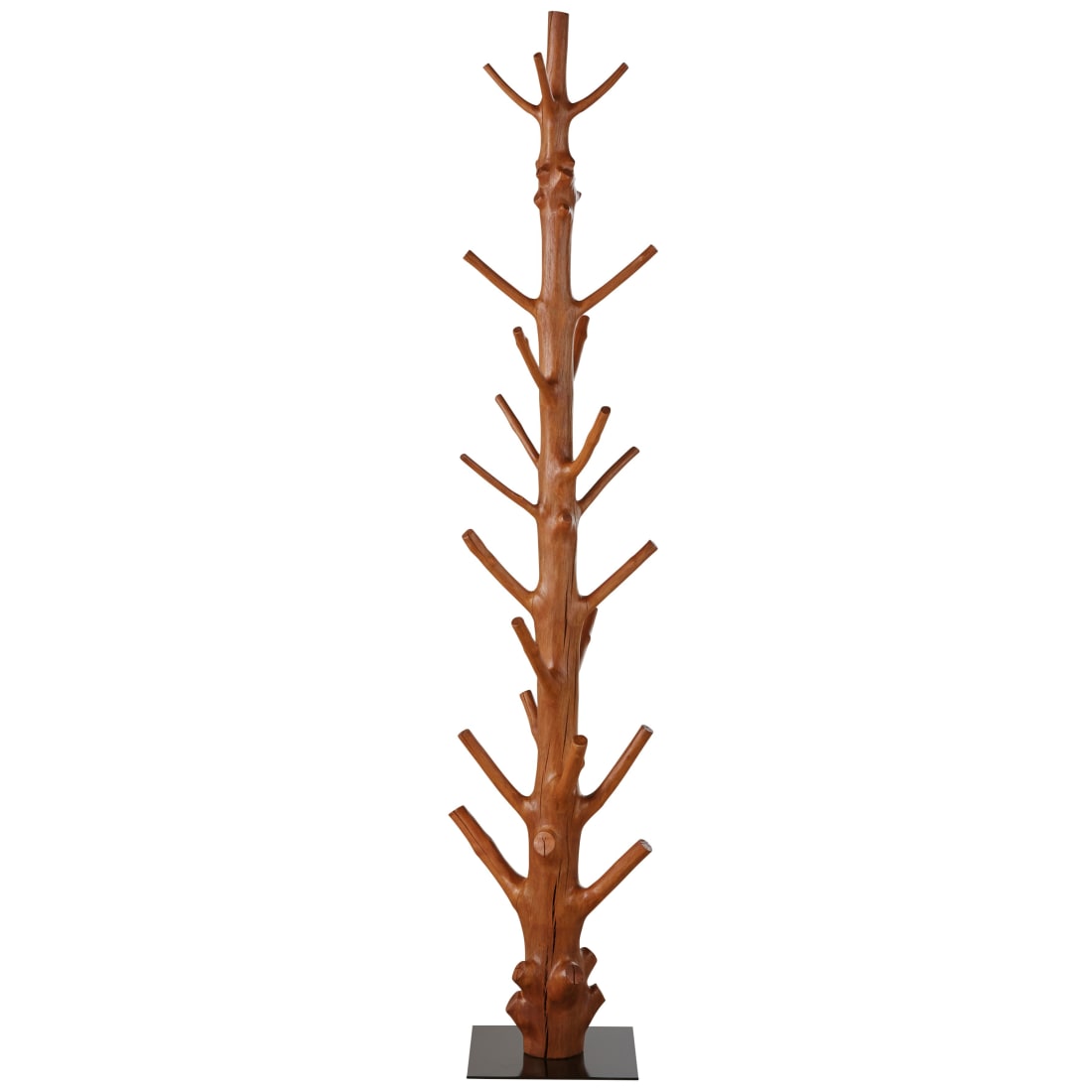 Appendiabiti A Forma Di Albero In Legno Ciliegio - 6 Ganci - Altezza Regolabile - Autoportante