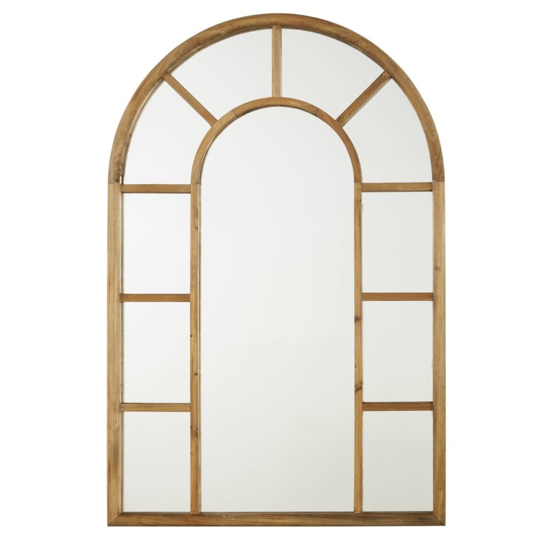 Kate And Laurel Beadbrook Specchio Ad Arco Con Perline - Legno Naturale, 50x76 Cm, Per Bagno O Ingresso