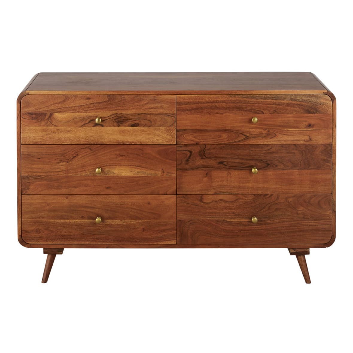 GarveeHome Comò In Rattan 6 Cassetti - Cassettiera In Legno Con Piano Ampio Per Camera Da Letto, Soggiorno O Corridoio