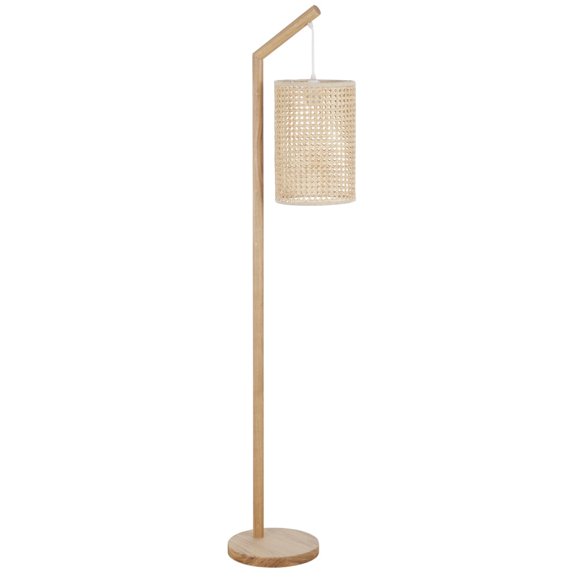 Paco Home vloerlamp modern woonkamer slaapkamer rotan look boho mand vloerlamp E27, Lampvoet: Een poot wit, Lampenkap: Beige (33 cm