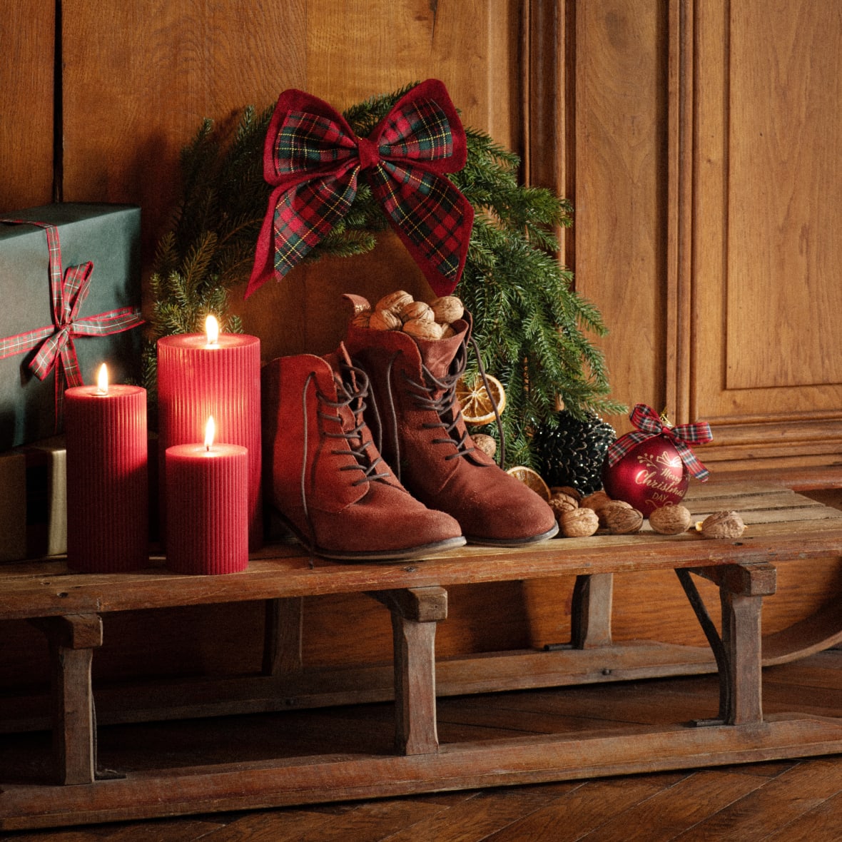 Suspension de Noël nœud écossais rouge et vert, Maisons du Monde