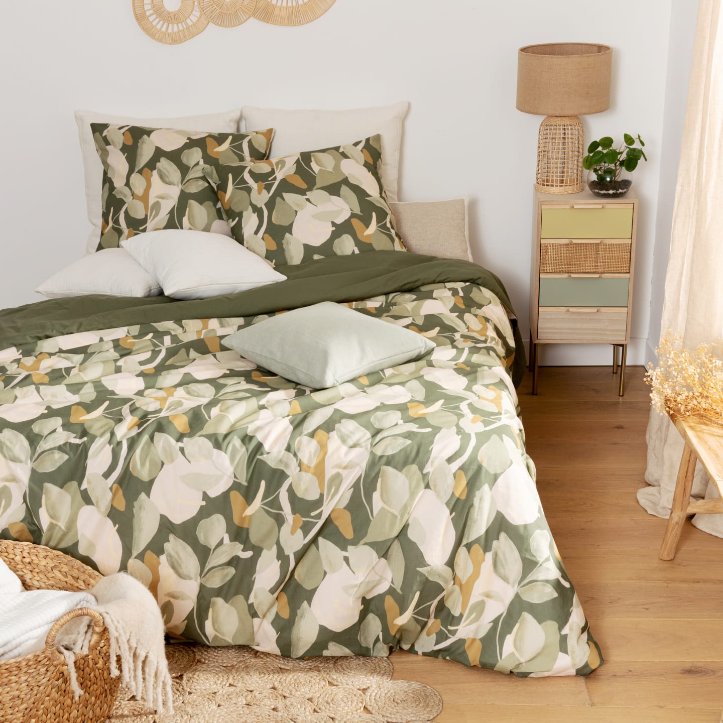 Tokokimo Seersucker - Copripiumino 240 x 220 cm, in morbida microfibra con cerniera, 1 set da letto 220 x 240 cm + 2 federe 65 x 65 cm, colore: Verde salvia