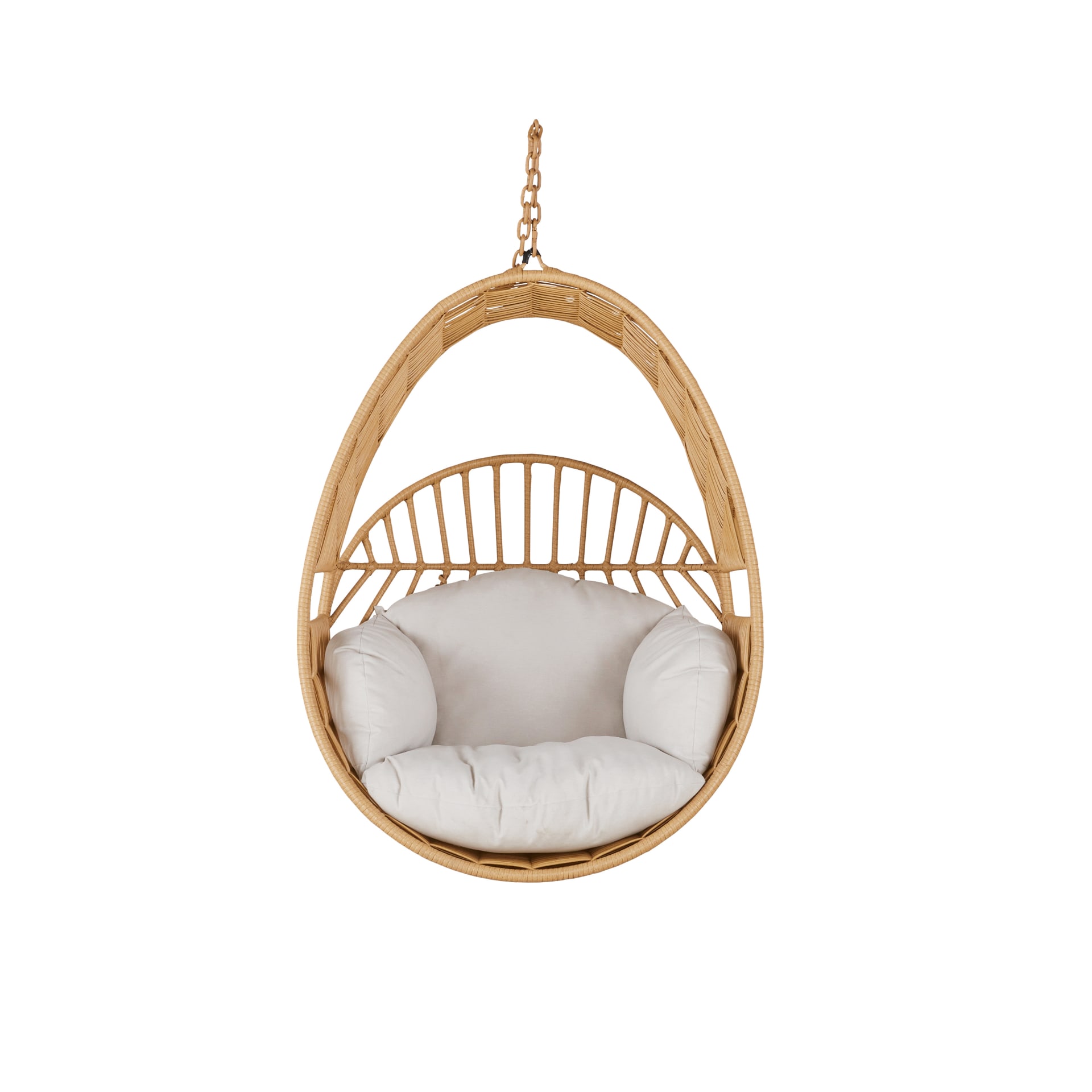 Poltrona Sospesa Kideo Palmanova Bianca – Set Completo Con Struttura, Cestino In Rattan Sintetico E Cuscino – Portata 120 Kg