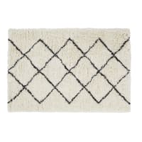 Alfombra bereber de lana blanca y negra de 120x180 cm-Isma