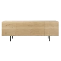 Aparador horizontal vintage con 4 puertas de roble macizo-Magnus