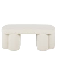 Banc en tissu effet laine bouclée blanche-GEMMA
