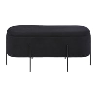 Banquette De Couloir Amun - Style Chesterfield, Rembourrée En Tissu, Pieds Métal Noir (150 Cm)