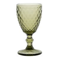 Bicchiere verde con stelo a effetto diamante-Saphir