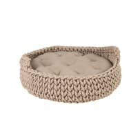 Cama para perros y gatos efecto punto gris y beige-Knitty