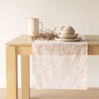 Camino de mesa con flores de algodón rosa y crudo, 50x150 cm-Prala