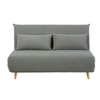Canapé-lit Convertible 2 Places En Velours Gris - Dimensions 100x215x75 Cm, Structure Métal/bois, Sans Matelas