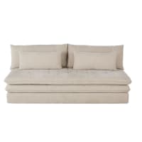 Canapé convertible 2/3 places en tissu recyclé beige-Clio