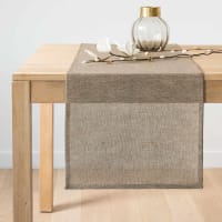 Chemin de table en coton beige paillettes dorées 45x150