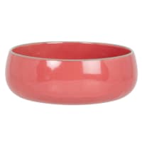Ciotola In Ceramica MARMA Singola 15,5 Cm Con Supporto In Bambù - Bianco/Rosa, Lavabile In Lavastoviglie