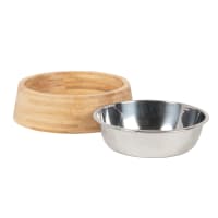 Comedero Elevado Para Gatos Y Perros Pequeños - Cuenco De Cerámica Con Soporte De Bambú, Antideslizante, Fácil De Lavar